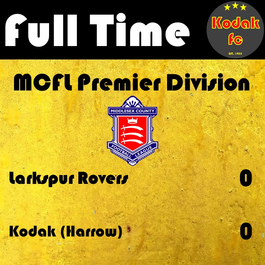 RESULT

Larkspur Rovers 0-0 Kodak 1sts