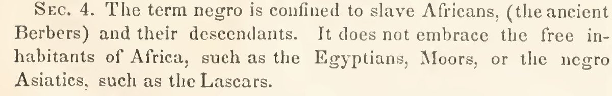 ADOSorg's tweet photo. Negro Act of 1740: "The term negro is confined to slave Africans, (the ancient Berbers) and their descendants. It does not embrace the free inhabitants of Africa, such as the Egyptians, Moors, or the negro Asiatics, such as the Lascars. (Asian Indians)" https://t.co/oo0OlgQ7Ge https://t.co/Ofi1Kk9c22