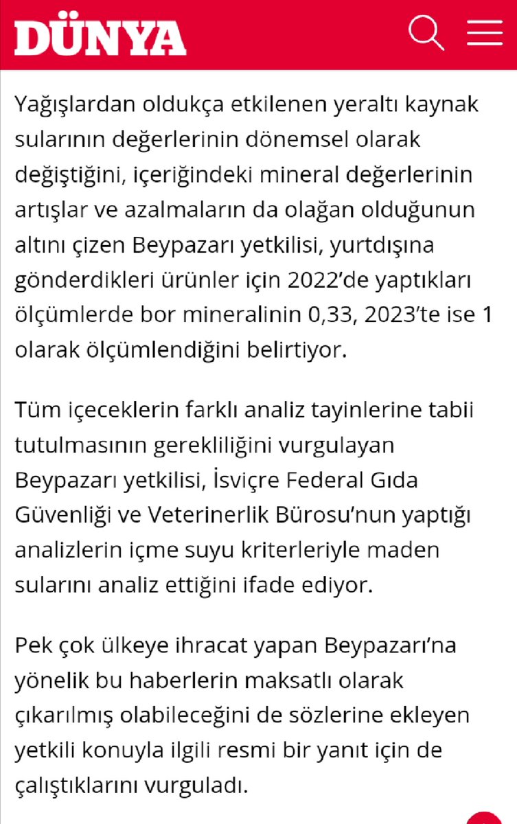 Beypazarı'ndan açıklama gelmiş. Tespit edilen miktar normal. Günde 5 litreyi geçmediğiniz sürece sorun yok.