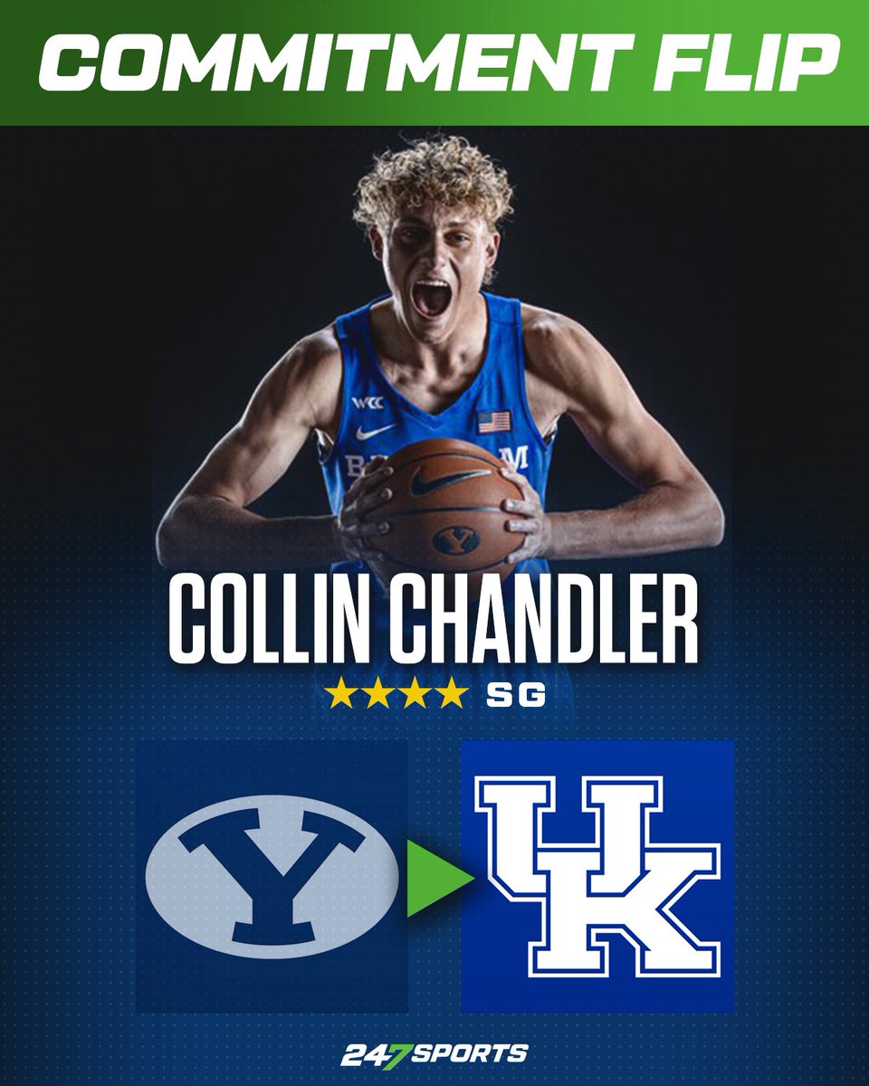 TravisBranham_'s tweet photo. BREAKING: Collin Chandler, the former No. 33 overall recruit in the 2022 class, has been released from his NLI to BYU and is headed to play for Mark Pope at Kentucky, he tells @247Sports.

Chandler has been away on a two-year mission and will make his freshman debut in 2024-25. || Story: https://t.co/b9ylWQ01SD