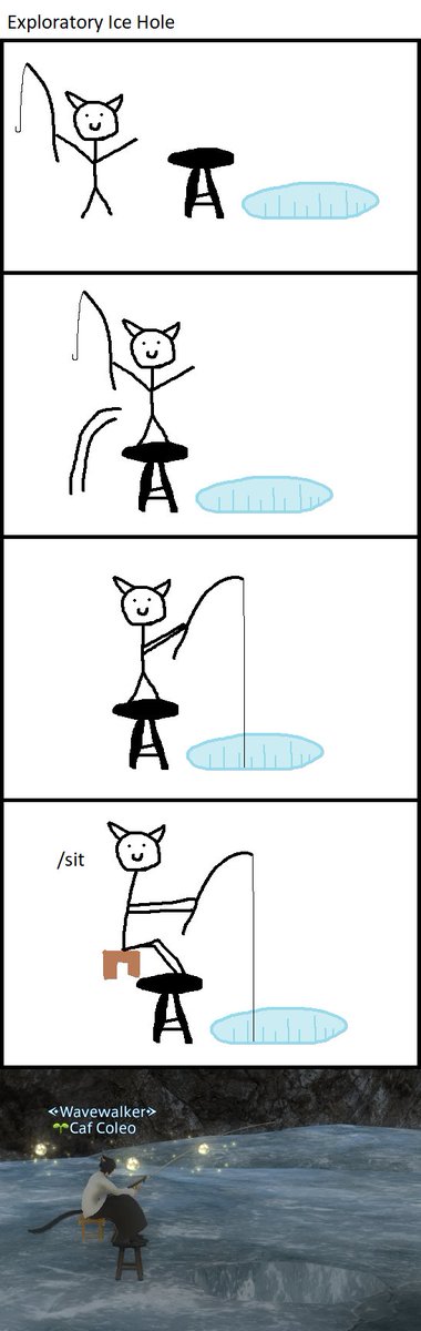 CafColeo's tweet photo. I'm sure someone has made this joke before but I doodled a little comic about my favorite fishing spot in FFXIV https://t.co/3sRKbha2ng