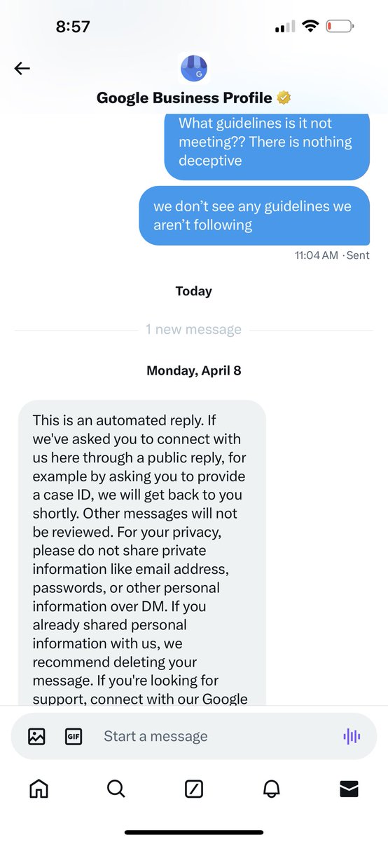 Point proven. No reply to our questions and we get a message that literally says “this is an automated reply” this is preventing our local business from growing because our 5 star Google reviews are what drives business