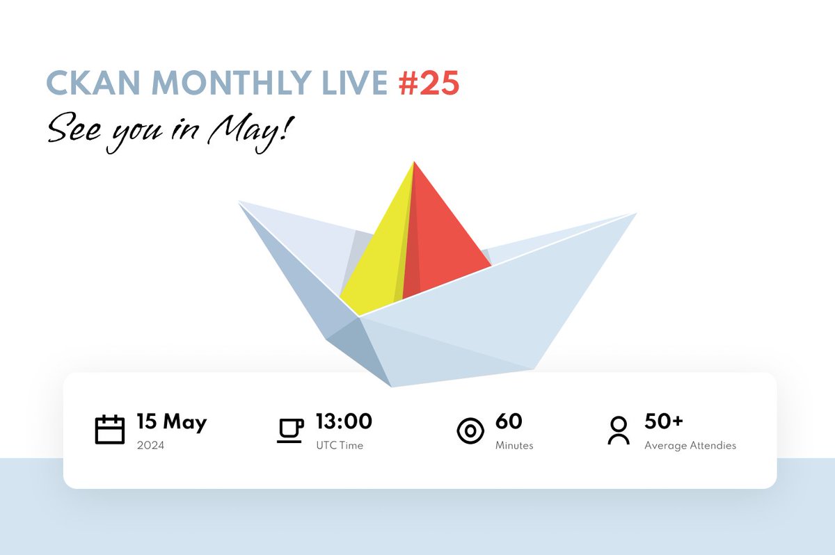 Due to a guest's personal issue, we're postponing tomorrow's #CKANMonthlyLive event. Your understanding is greatly appreciated! 📅 Join us next on 15 May at 1:00 UTC for more insights. Until then, keep those data fires burning! 🔥 Thank you for your support!