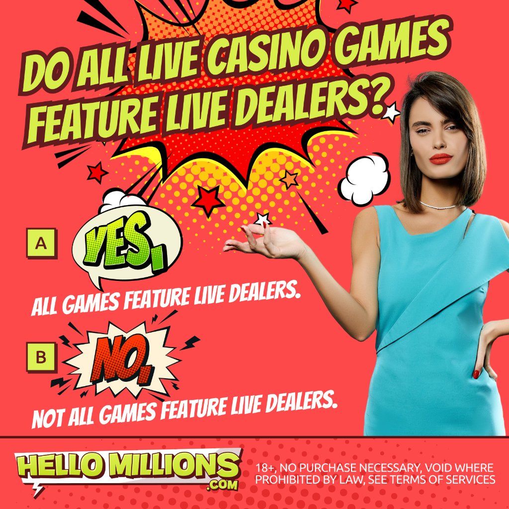 Q&A! 🎲👀 Think you know Social Live Casino? Answer YES or NO & win! 🎁

Comment with #HelloCompetition for a chance to win GC 40,000 + FREE SC 20! 🎰🎉 20 Winners.

Ends April 16, 11:59PM PT. T&Cs apply.

#Giveaway #HelloMillions