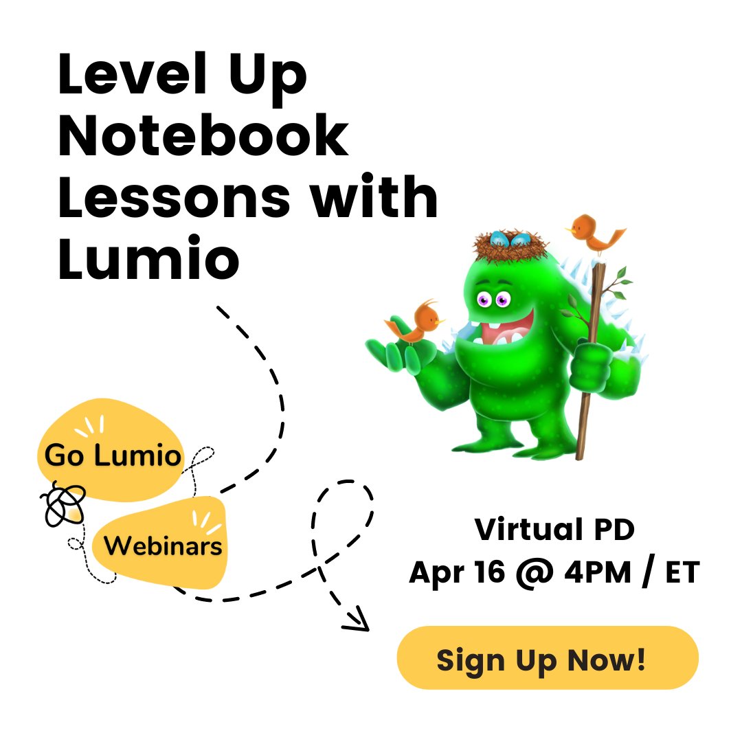 Join the #GoLumio team TODAY to learn how to import and transform your- @SMART_Tech Notebook lessons into interactive learning experiences in Lumio! ➡️Register here: bit.ly/3xetW4R