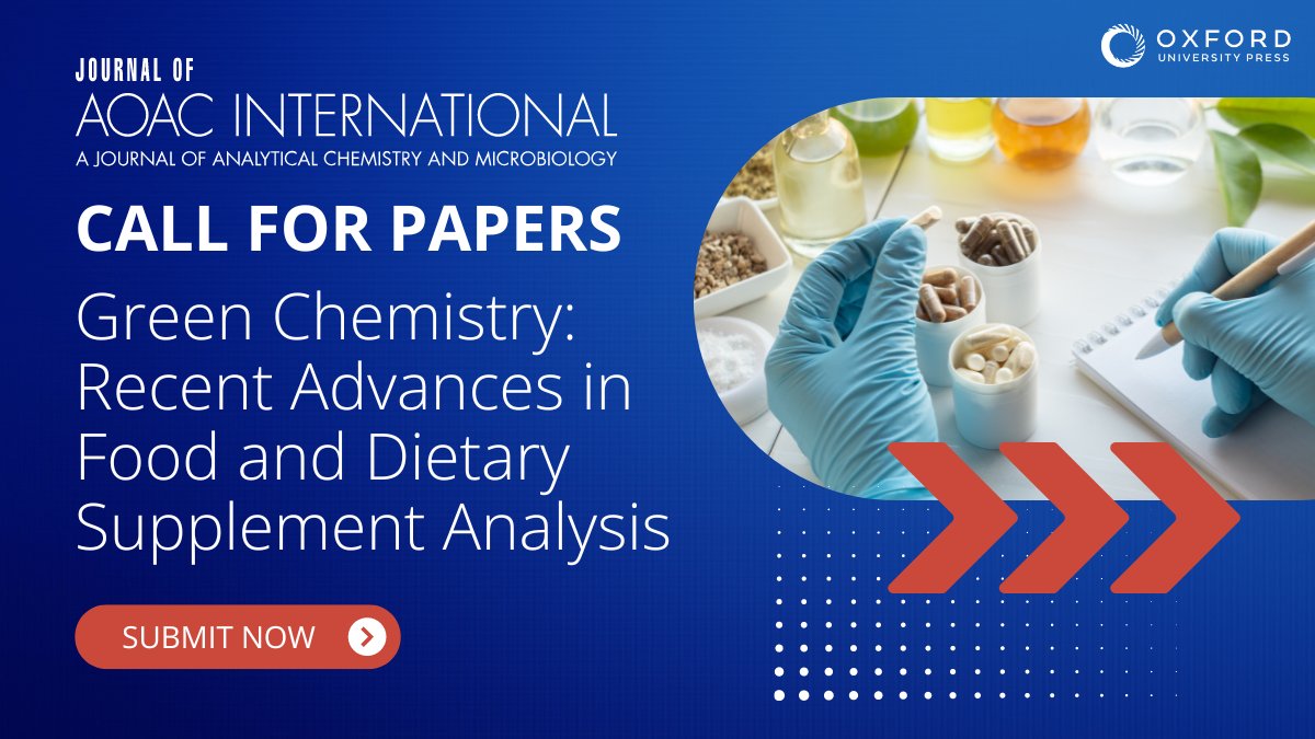 Call for papers for the Journal of @AOACNews. In an era of heightened environmental awareness, we're inviting researchers to share their work in recent advances in food and dietary supplement analysis. Learn more & submit your research: oxford.ly/3UhO8vE