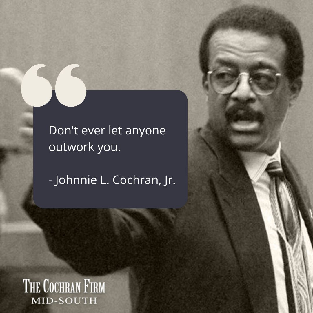 CochranMidSouth's tweet photo. Words of wisdom to fuel your drive: "Don't ever let anyone outwork you." - Johnnie Cochran  Your work ethic is your signature. Make it unforgettable! 

#Motivation #WorkHard #Inspiration #CochranFirmMidSouth https://t.co/btho357rEv