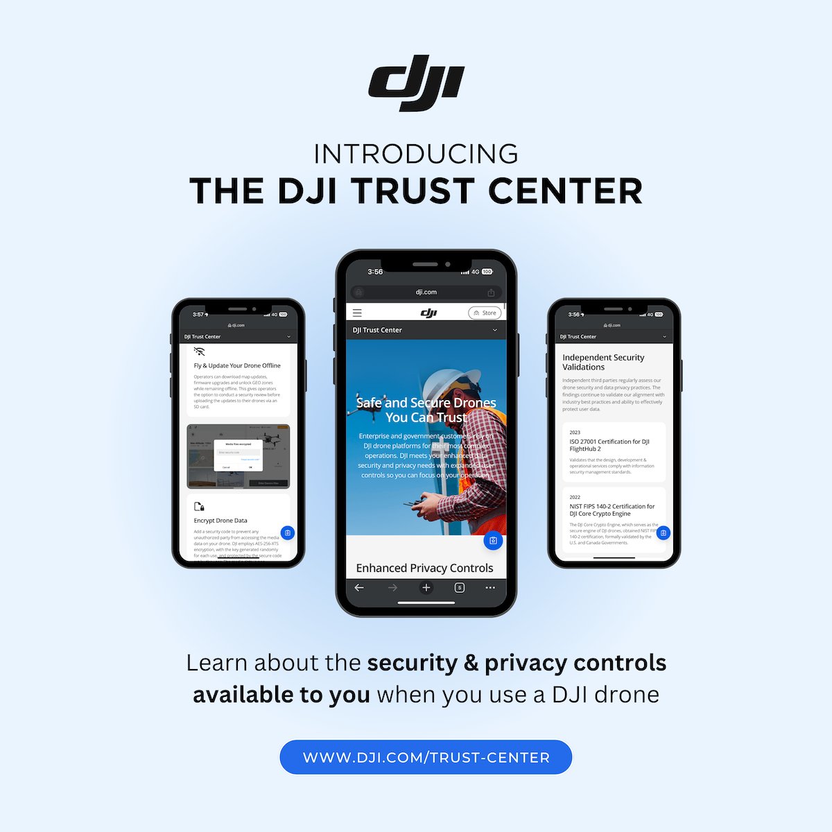 Introducing the DJI Trust Center, an information center for operators to better understand and optimize the expanded range of privacy controls built into our drones. Learn more here: brnw.ch/21wIRxU #DJI