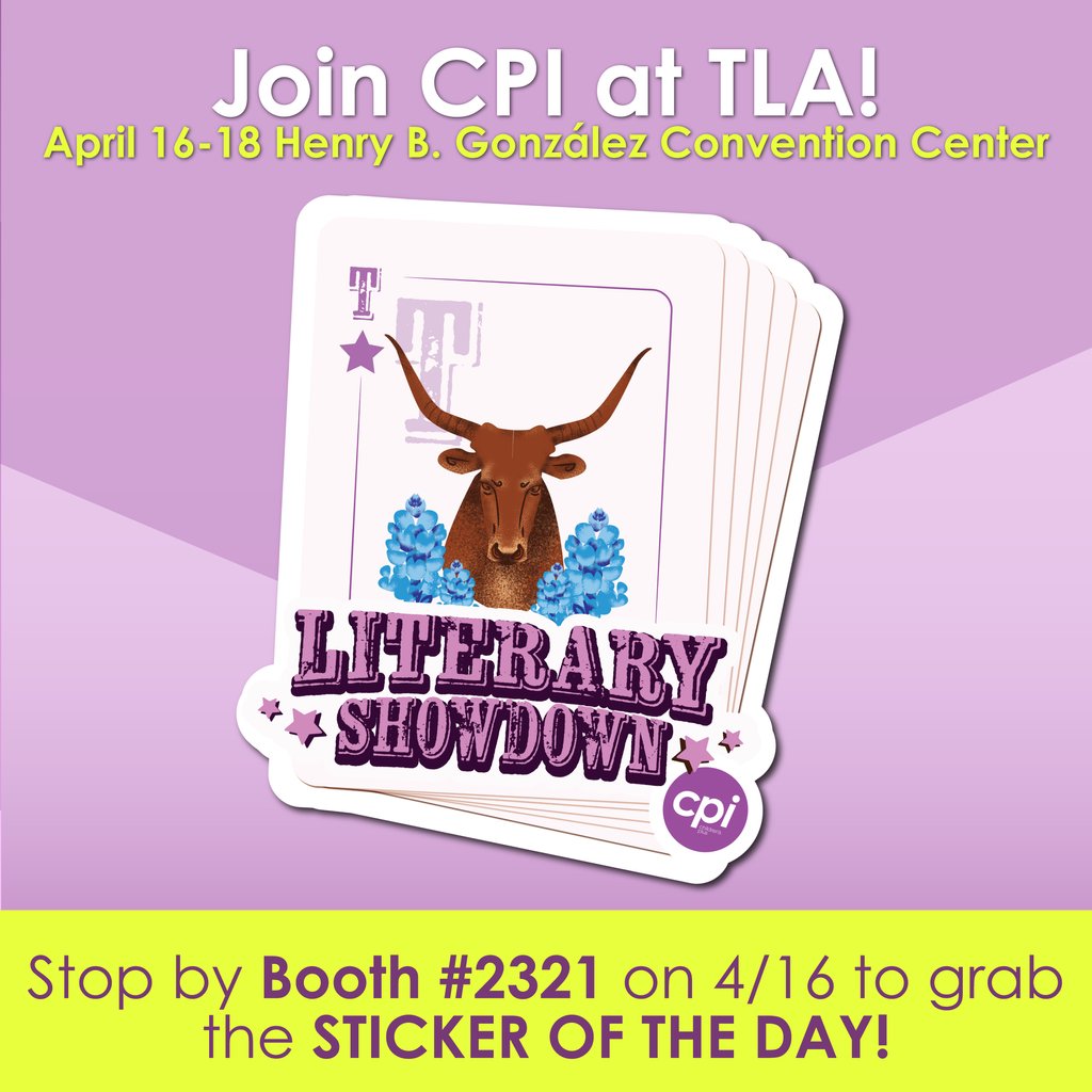 helloCPI's tweet photo. It’s the first day of TLA! Visit us at booth #2321 to grab your MYSTERY STICKER of the day! We can’t wait to see you there! 🐂
#TLA2024 #mysterysticker #bookvendor #texaslibraryassociation https://t.co/9cgAnFDZtI