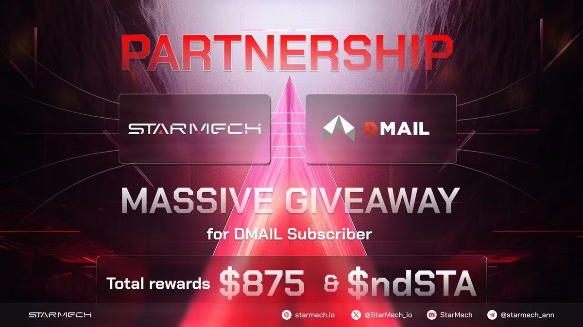 🎉 Exciting news! 🌟 We've teamed up with @StarMech_io for a fantastic partnership & giveaway! 🚀💥 🎁 Prize Details: 💰 Total pool: $875 🗝 3 STA-Keys ($250 each) 🎫 5 vouchers (10% off STA-Key) 📅 Dates: April 16-22 🔗 Join Us: 1️⃣ Follow @StarMech_io on Dmail:…