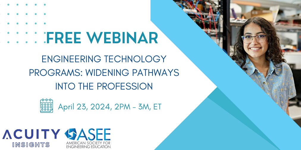 One week until our free webinar in collaboration w/ @acuity_insights on Widening Pathways into the Profession of Engineering Technology! Gain actionable insights and drive meaningful change at your school - register now: bit.ly/499xYZE