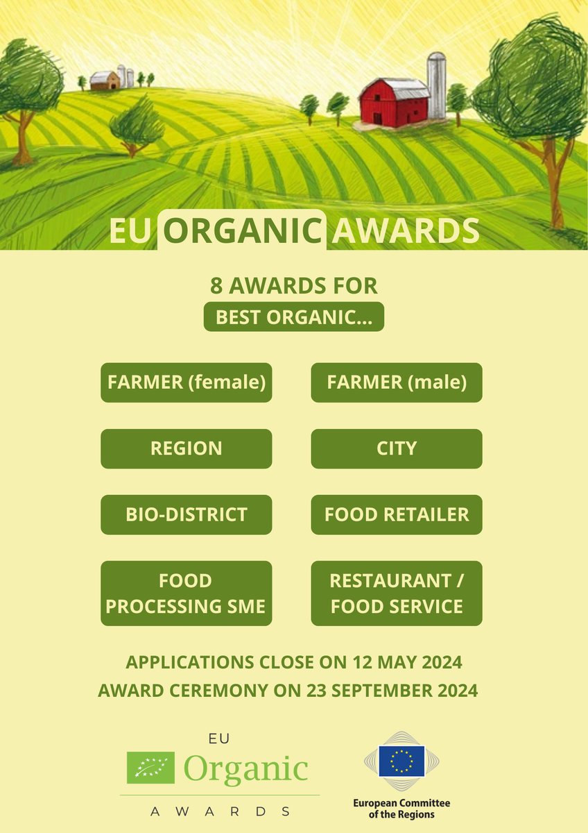 on 17 and 18 April, in front of the entrance to Charlemagne, NAT Commission will present the EU Organic Awards and the work of the NAT during the #CoRplenary session 🌿🇪🇺

#organicfarming #organicfood
