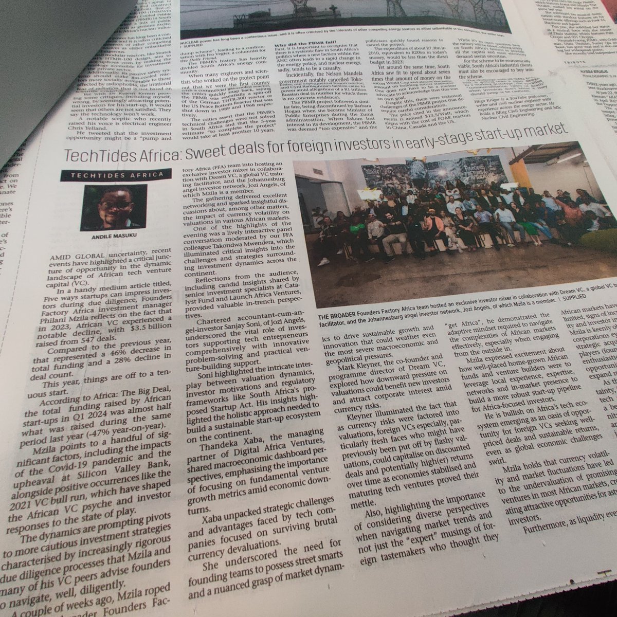 MasukuAndile's tweet image. It&apos;s #TechTidesTuesday!

This week, my @busrep column features insights from a recent investor mixer hosted by @FoundersFFA, @_dreamvc_ &amp;amp; Jozi Angels (joziangels.co.za).

Even as global economic challenges swirl, it&apos;s open season for VCs seeking well-priced African…