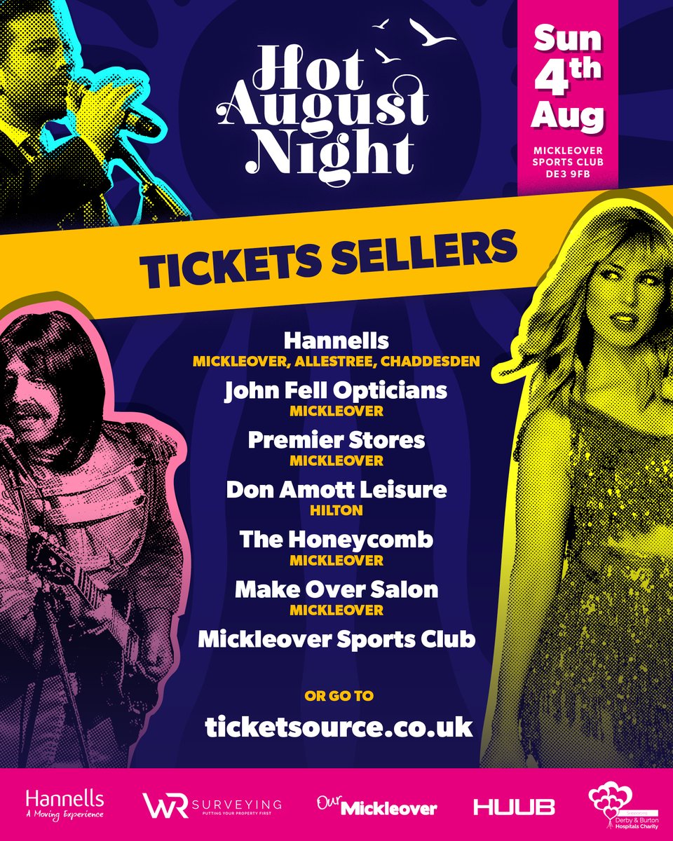 We are delighted to be working with the Hot August Night Mickleover team as their  charity partner.

Grab your tickets today at bit.ly/4cQSnFG where you can add a donation to our charity at the checkout.