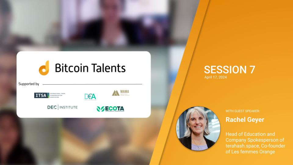 Join us this Wed for #Bitcoin Talents with Rachel Geyer, a true master in Bitcoin & education! 🌟📚 #GuestSpeaker #education