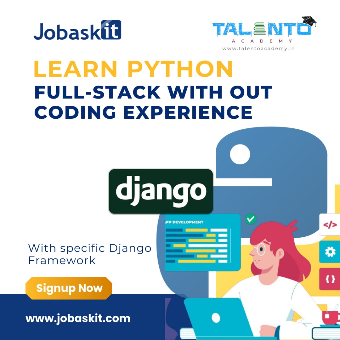 Jobaskit's tweet image. No coding experience? No problem! Launch your tech career with @Talentoacademy's beginner-friendly Python Full-Stack course.
#PythonForBeginners #FullStackPython #NoCodingExperience #LearnPython #WebDevelopment #ProgrammingCourse #PythonFromZero #talentoacademy #jobaskit