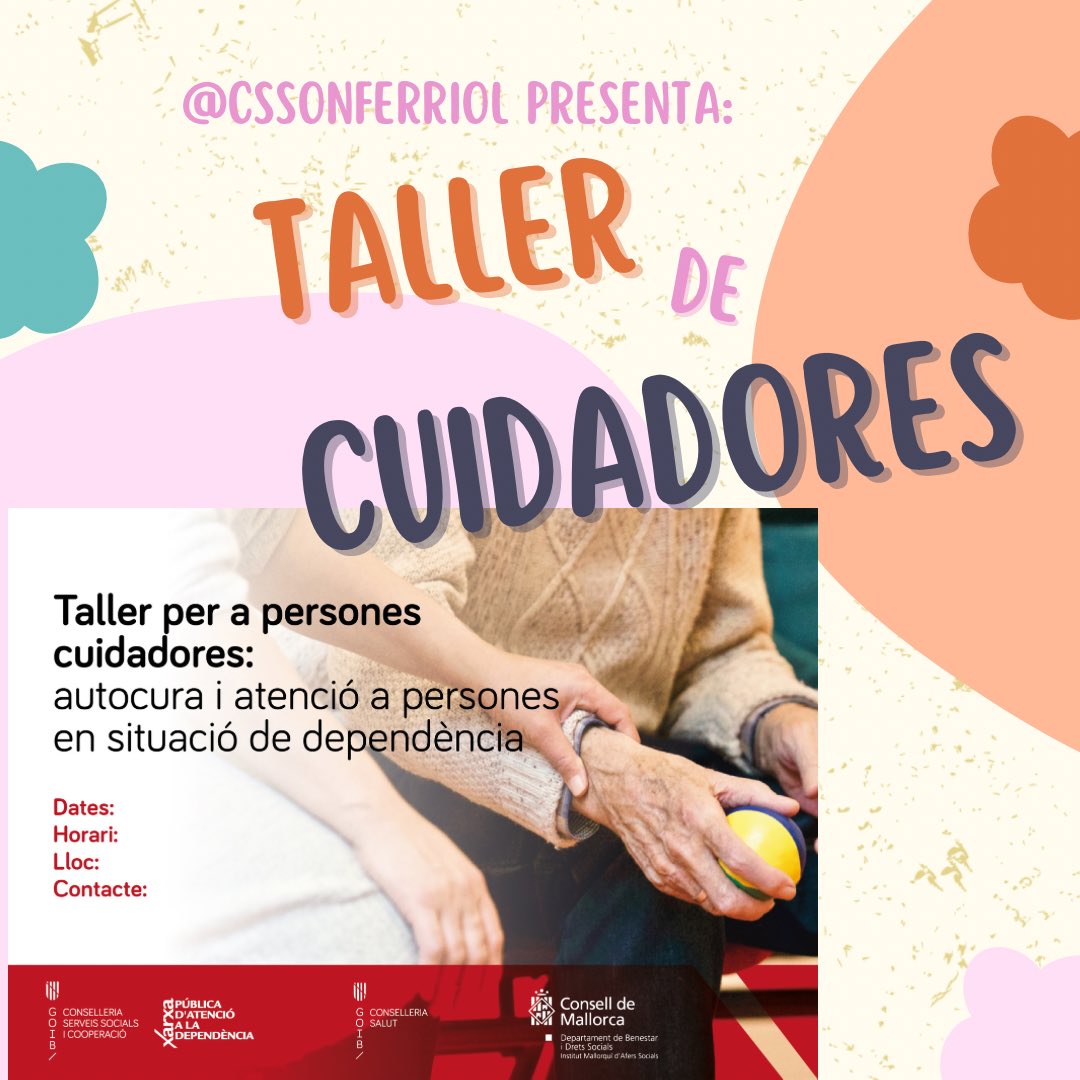 CSSonFerriol's tweet photo. 📢Ya estamos en marcha🔝🔝
1️⃣Sesion del Taller de Cuidadores‼️
🔜Próxima sesión 📅dia 24 con la colaboración del @IMAS @apmallorca https://t.co/gcgkx75MYG