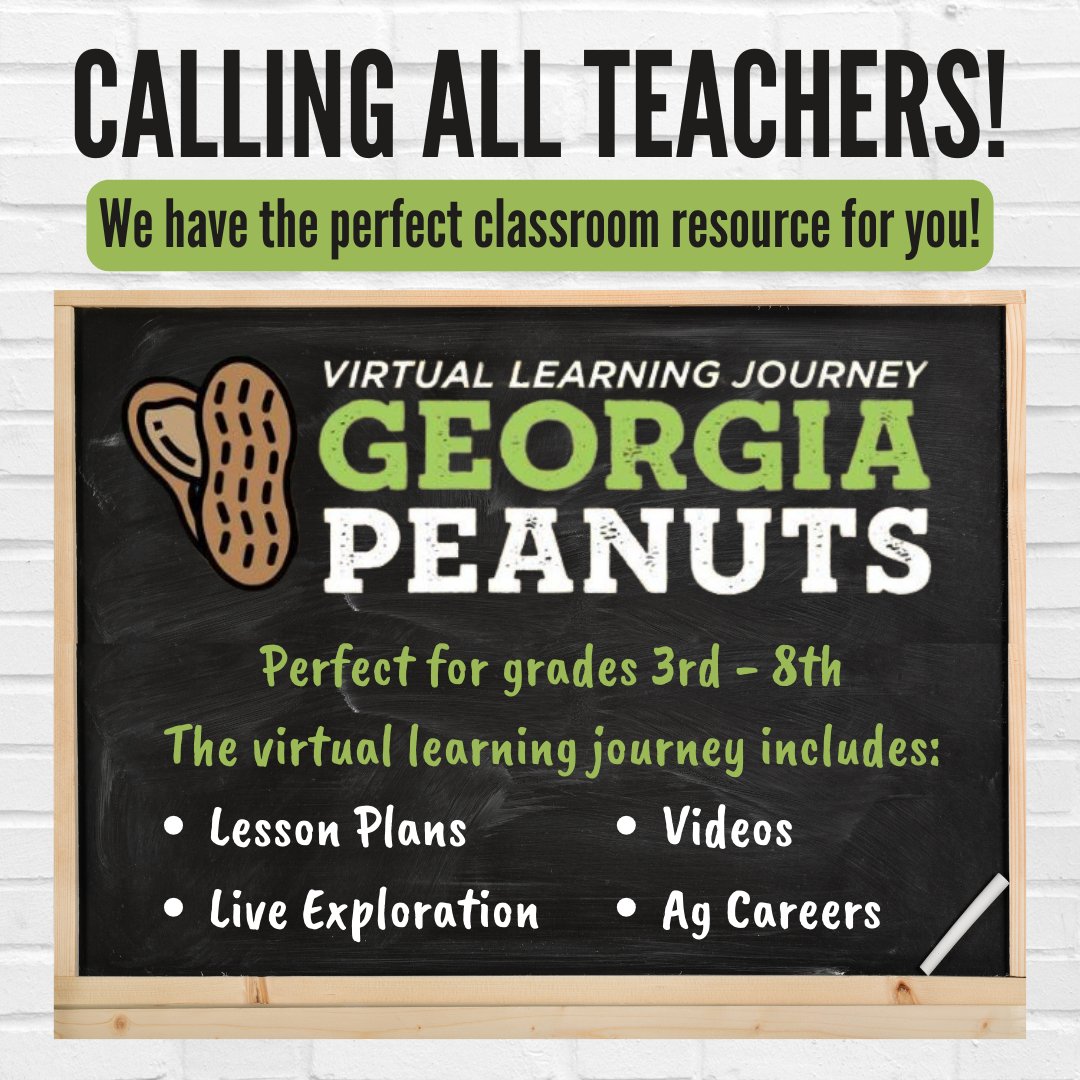 📣 Calling all teachers! The Georgia Peanut Virtual Learning Journey, curated by @GPBEducation, includes lesson plans, videos, and live exploration about the peanut industry for 3rd - 8th grades.🥜 Learn more at bit.ly/49x48yk. #lessonplans #earthmonth #teachingresources