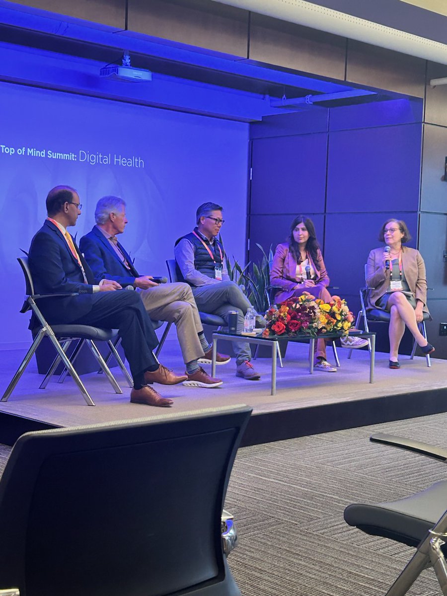 Happening now ➡ Saima Aftab, @Nicklaus4Kids, Rebecca Jacobson, Astrata, Ken Cohen, @Optum, Suresh Mulukutla, @UPMC, Erich Huang, @Verily discuss the potential transformative power of #AI to enhance patient outcomes during the introductory panel at the #TopofMind Summit.