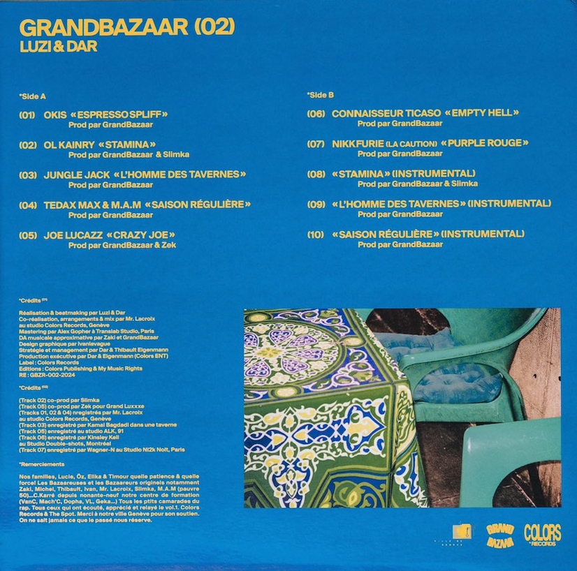 GRANDBAZAAR - « GRANDBAZAAR VOL.2 » 

- TRACKLIST : 
OKIS
OL KAINRY
CONNAISSEUR TICASO
JOE LUCAZZ
M.A.M
TEDAX MAX
JUNGLE JACK
NIKKFURIE

COVER : @IvanLaVague &amp; <a href="/AMESTUDIOS_/">AM ESTUDIOS</a> 
DISPONIBLE VENDREDI