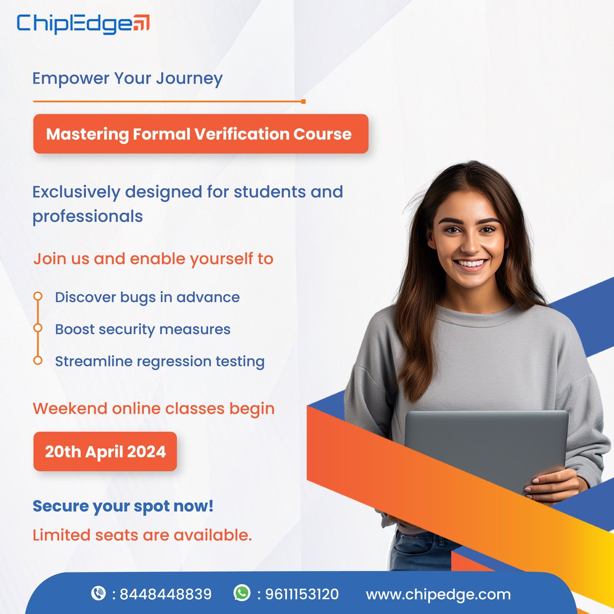Excel in formal verification with ChipEdge! Join our weekend classes starting April 20th, 2024. 

Enroll now at chipedge.com! 

#VLSISuccess #TechSkills