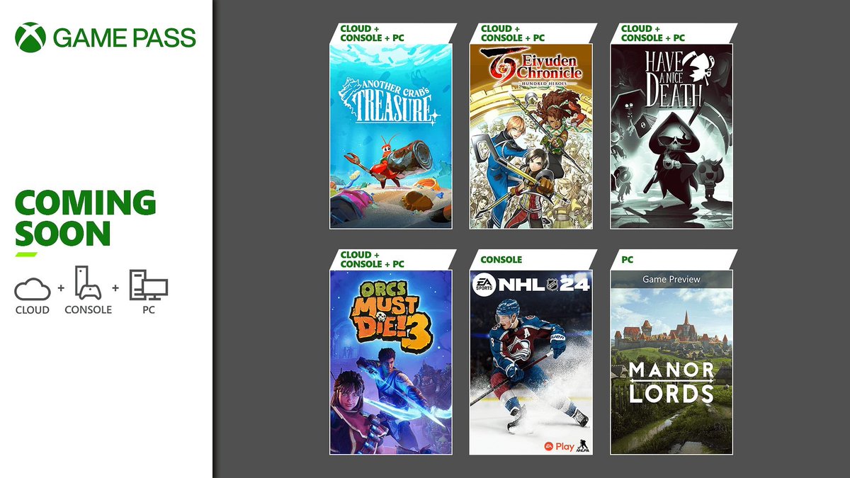 Xbox Game Pass Core members are getting 3 new games on April 23rd. There are new additions across Xbox Game Pass for console and PC Game Pass, too news.xbox.com/en-us/2024/04/…