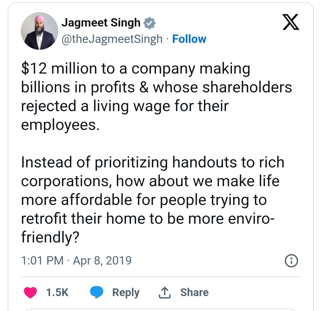 @teririch @s_guilbeault I wonder how much in #KickBacks @s_guilbeault receives from @loblawco for turning a blind eye to the company's #PriceGouging while handling this same company $12 MILLION in subsidies in 2019 alone.

Politican's like @theJagmeetSingh like to play nieve to this lil'corrupt scam but…