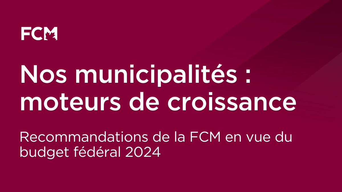 Dans le #Budget2024 qui sera déposé aujourd’hui, la FCM demande au gouvernement fédéral de s’engager à convoquer les provinces, les territoires et les municipalités pour négocier les termes d’un cadre de croissance municipale. Cela placera ainsi notre pays dans une position…