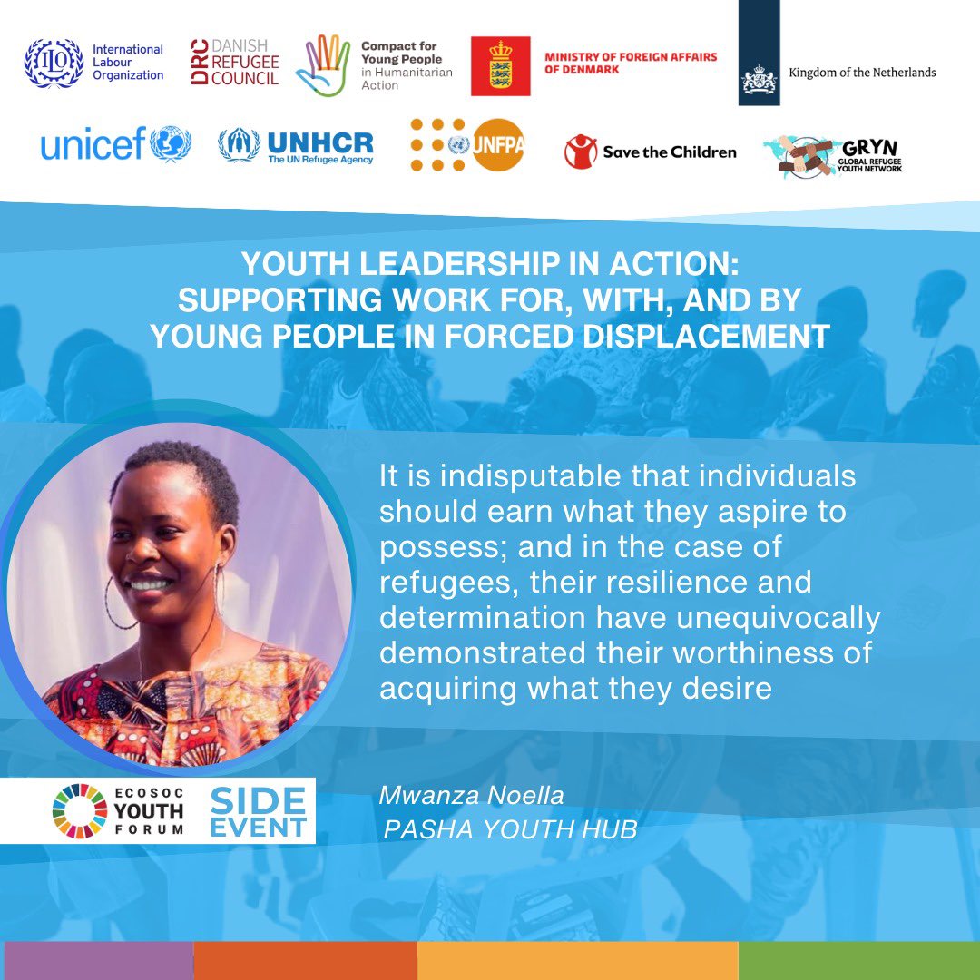 Standing with young people in forced displacement is essential. Together, let's support, uplift, and empower their voices for a brighter future. #YouthEmpowerment #RefugeeSupport #ECOSOC2024