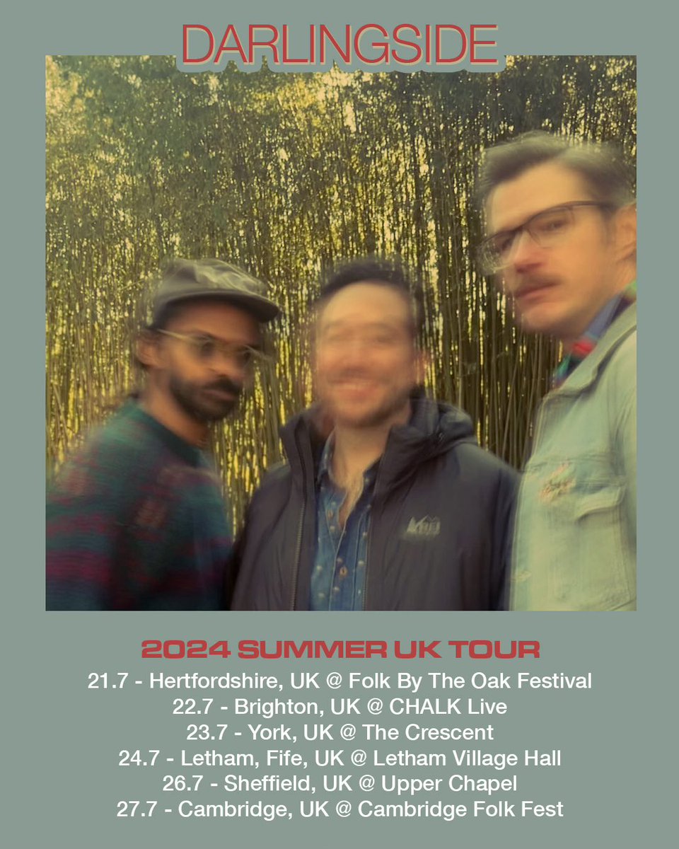 chuffed to hereby unveil our full UK summer tour! tickets on sale this Friday at 10am local time:) darlingside.com/shows