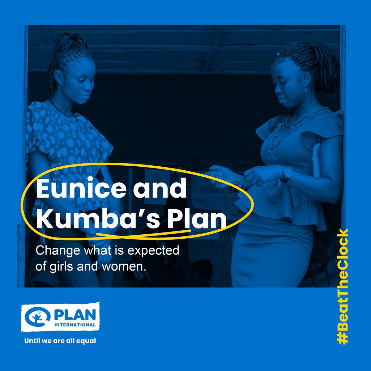 Eunice and Kumba playing their part to #BeatTheClock⏰ From being drop outs, these two are now teachers changing the narratives in their community. Click the link [shorturl.at/uyLOP] to read the full story about Eunice and Kumba's plan to #BeatTheClock #UntilWeAreAllEqual