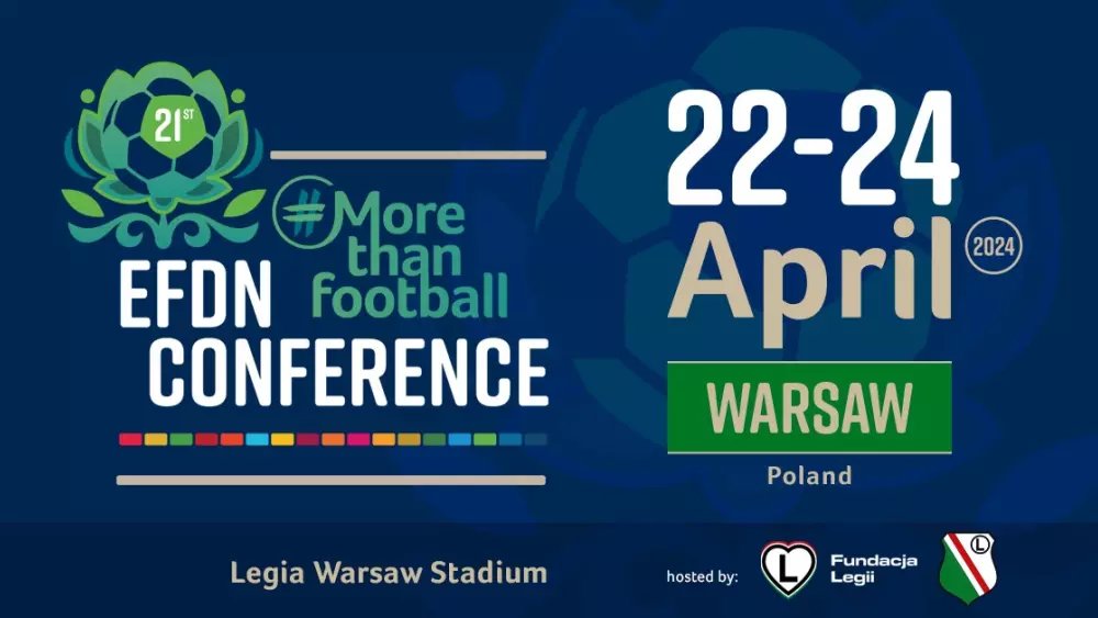 The 21st EFDN #MoreThanFootball Conference takes place in #Poland next week Wed-Fri. Find out more sportanddev.org/latest/events/… @EFDN_tweets