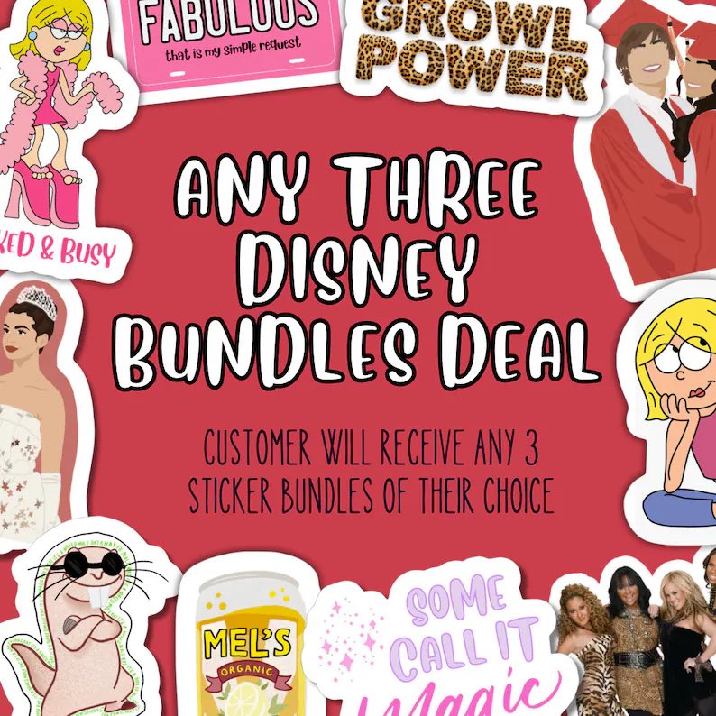 Get any three Disney sticker bundles of your choosing! Browse the shop to check out our full Disney collection! #disney #stickers #stickershop #stickersale ✨ itzsassyashley.com/shop/p/choose-…