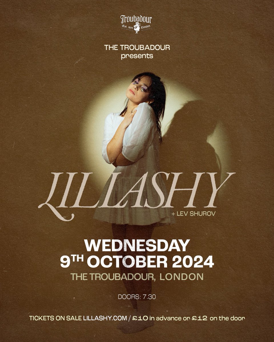 MY DEBUT ALBUM WILL BE OUT IN SEPTEMBER and we will be celebrating big time on WED 9 OCT @TroubadourLDN. This is my first HEADLINE SHOW - oh I will work my a** off to make it the most amazing night❤️ Tickets are on sale here: linktr.ee/lillashy 🎫 #gig #london #indiemusic