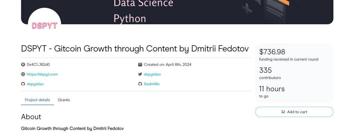 DmitriFedotov's tweet image. Just hit $736.91 funding on Gitcoin for Retro round with 335 contributors! Only 11 hours left to join in and support the cause. Let&apos;s make it count!  @dspytdao

@GitcoinCitizens
@gitcoin
@gitcoinpassport
#Gitcoin #OpenSource #SupportDevelopers