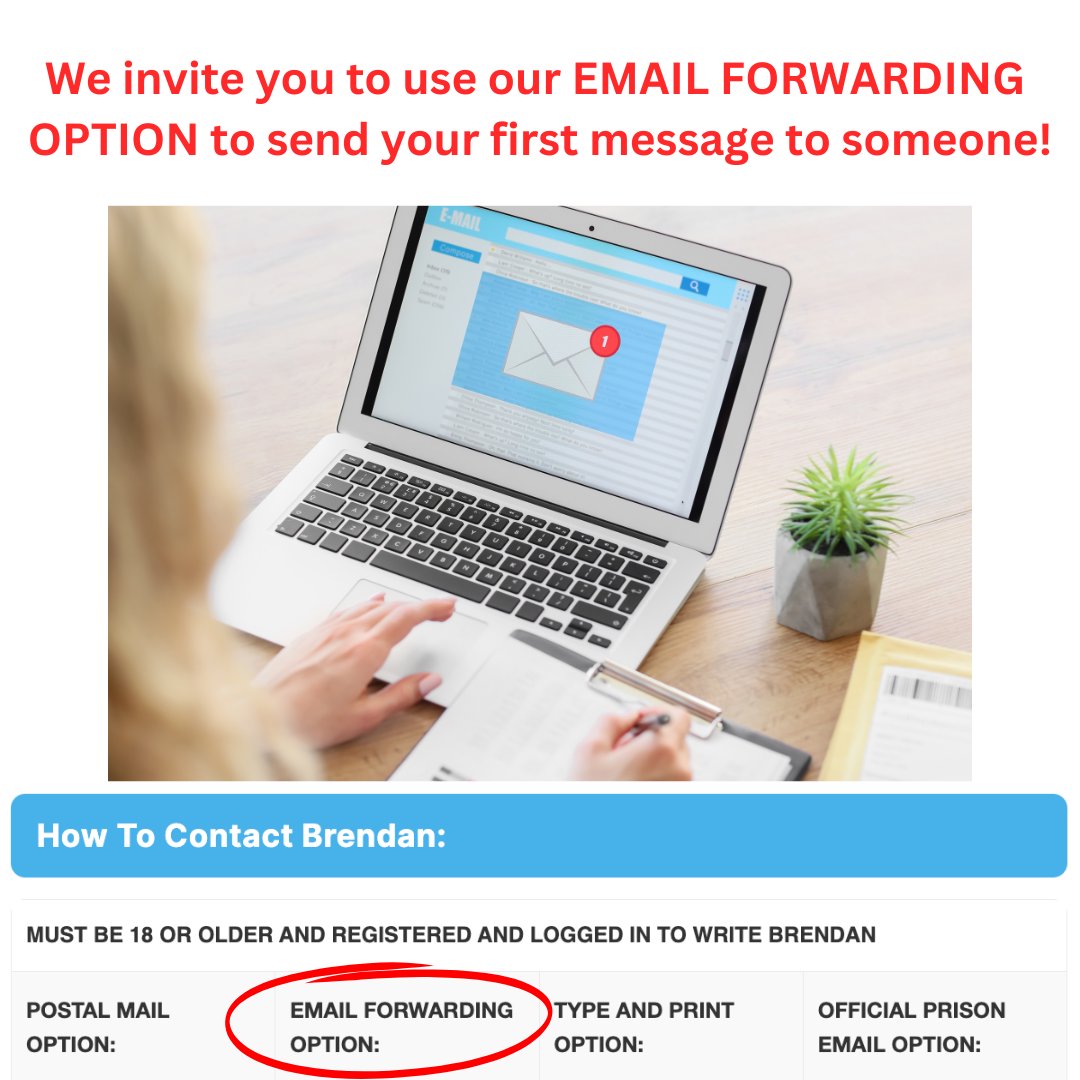 We invite you to send your first message to someone on our site. Simply choose 'Email Forward' & we will print and mail it for you. We mail these around the 4th and 20th each month. If you send a message today, we'll print and mail it on Mon., Apr. 21st.