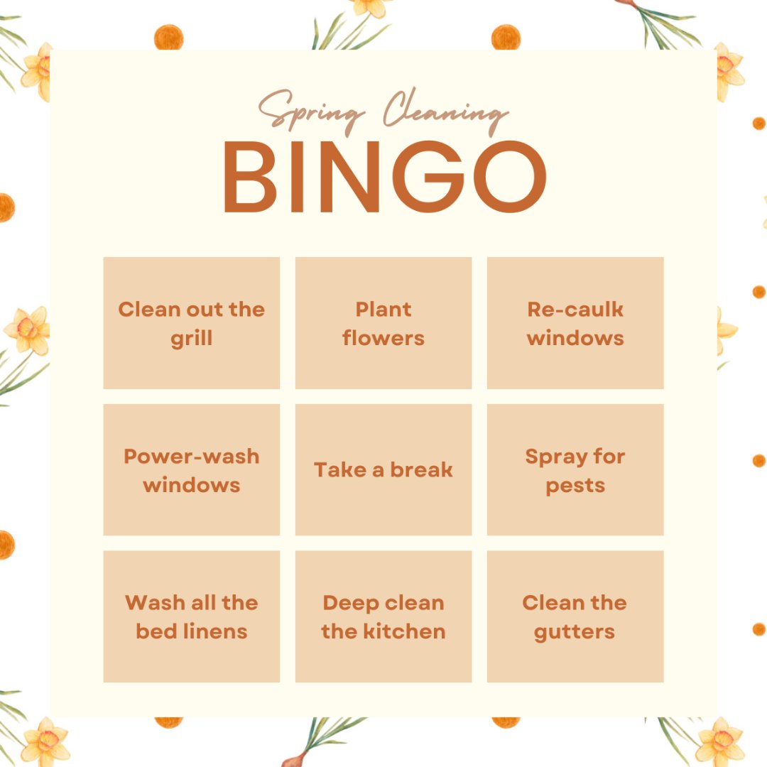 A clean home is a happy home! 

This bingo also pairs as a checklist to remind you of some cleaning tasks to tackle. Happy cleaning!

#springcleaning #bingo #cleanhouse #housecleaning #interior #exterior #refresh