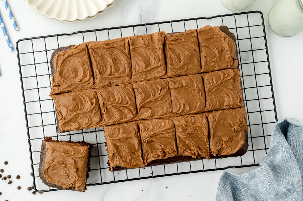 Chocolate Mayonnaise Cake is a moist chocolate cake in a sheet pan with chocolate buttercream frosting. One of my favorite recipes from Grandma! RECIPE: savoryexperiments.com/grandmas-choco…