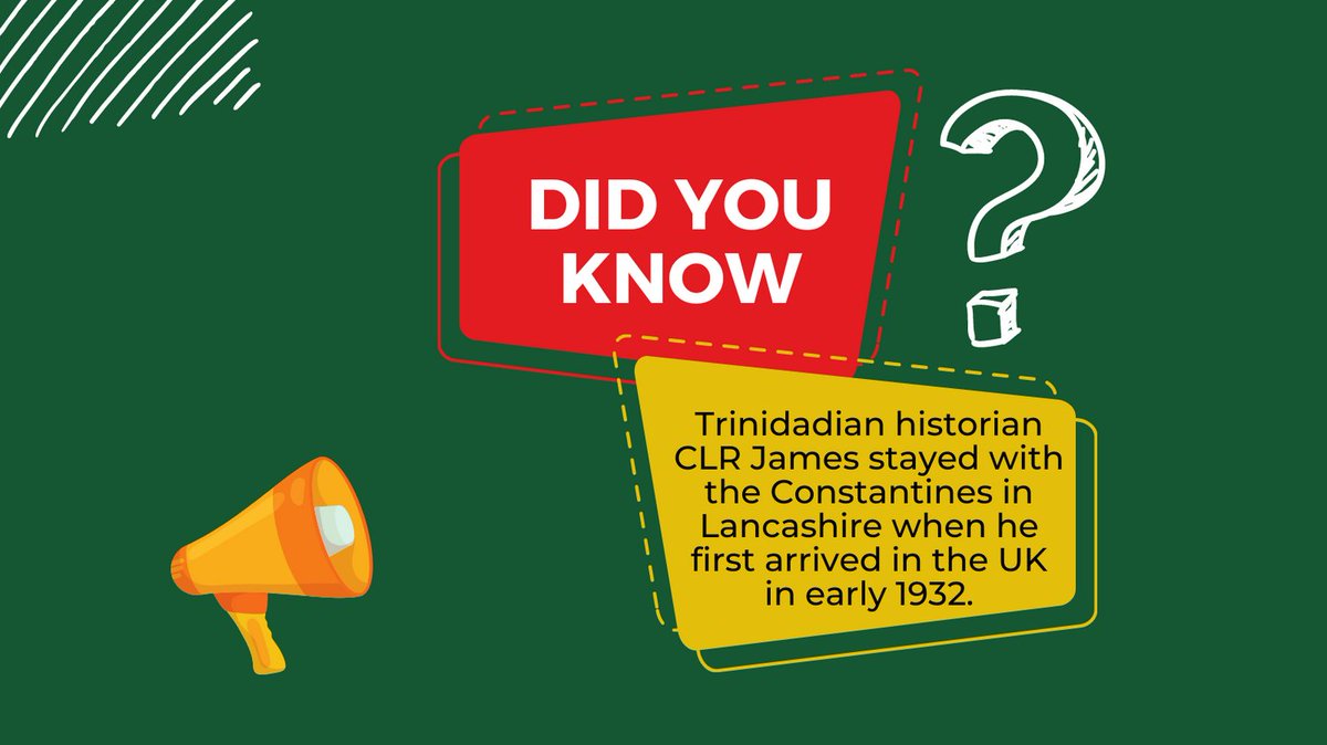 Did you know Trinidadian historian CLR James stayed with the Constantines in Lancashire when he first arrived in the UK in early 1932. Check linktr.ee/bhmuk for more #bhmuk24 #beforewindrush #ukblackhistory #uk #history #osrys