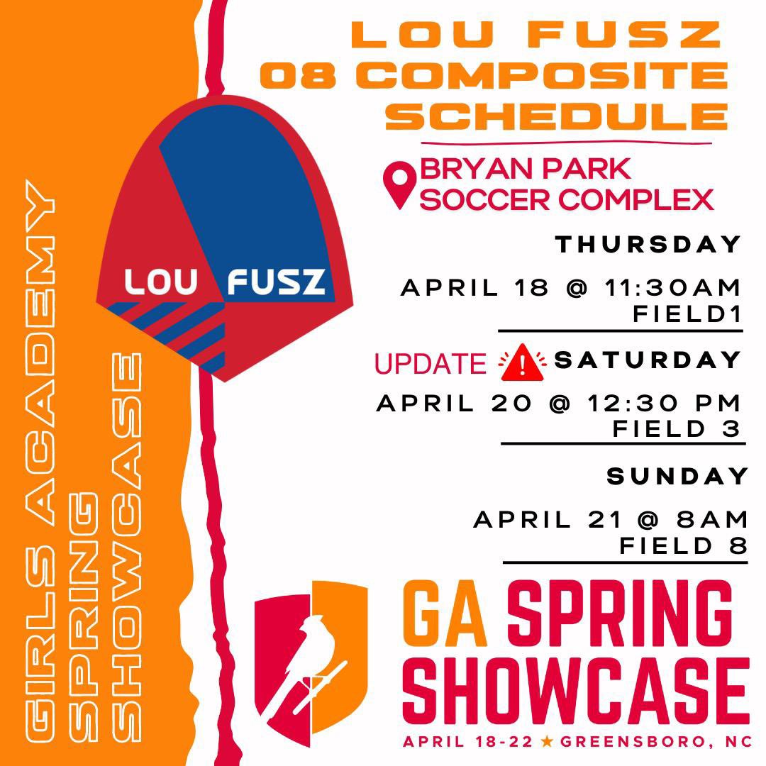 Here is the updated schedule for our games in the GA Spring Showcase! Come watch my team and I play!