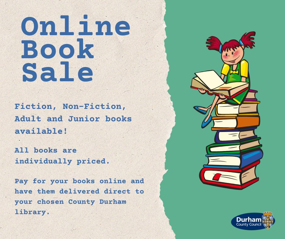 Did you know you can buy withdrawn library books from us? Check out our online book sale by signing in to Library Online with your library membership card and then selecting '#BookSale' from the main page. Just follow the link below to get started! 👉 durham.gov.uk/libraryonline