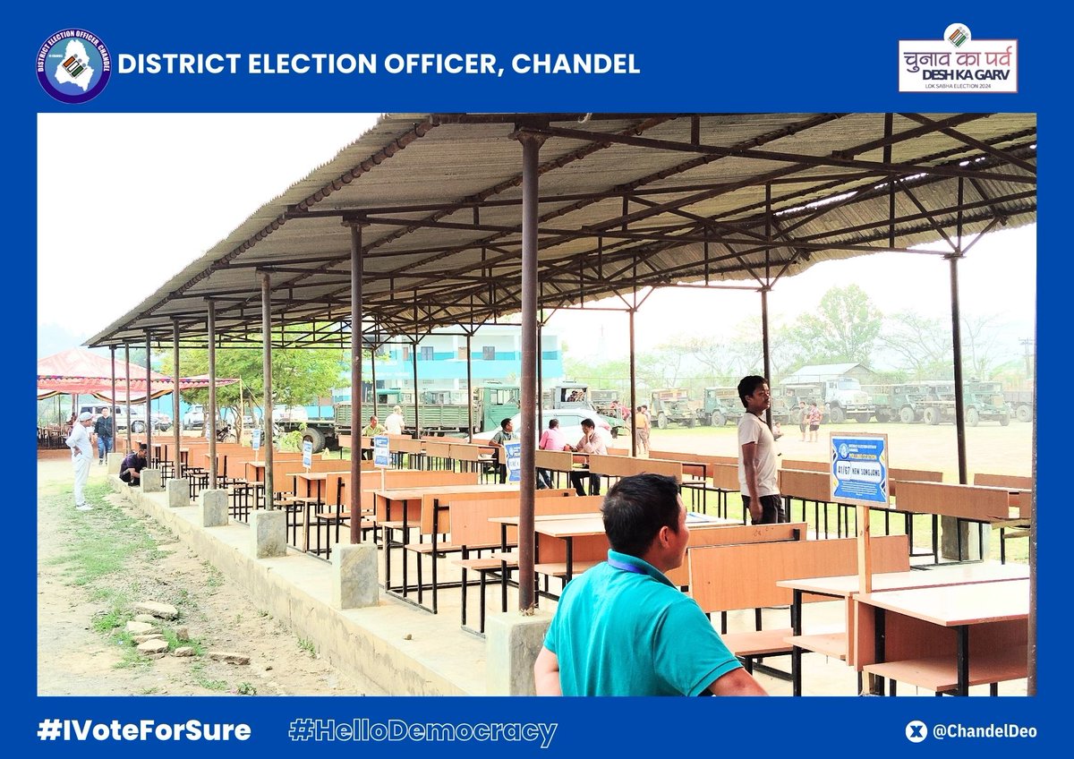 ChandelDeo's tweet photo. DEO Chandel inspects the preparation of the Dispersal Ground, ensuring every detail is in place for a seamless execution.
@CeoManipur  @SpokespersonECI @ECISVEEP 
#IVoteForSure
#LokSabhaElection2024 https://t.co/XcsdafS2ut