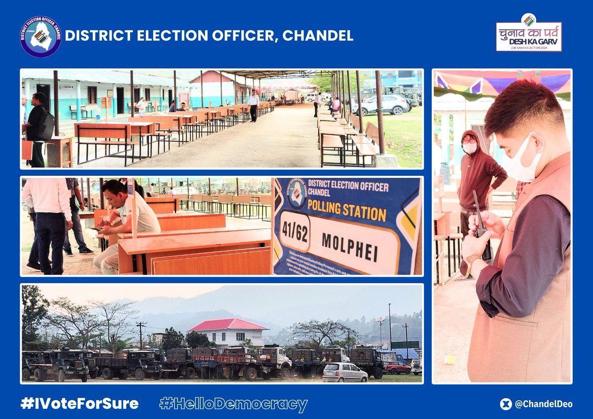 DEO Chandel inspects the preparation of the Dispersal Ground, ensuring every detail is in place for a seamless execution.
<a href="/CeoManipur/">The CEO Manipur</a>  <a href="/SpokespersonECI/">Spokesperson ECI</a> <a href="/ECISVEEP/">Election Commission of India</a> 
#IVoteForSure
#LokSabhaElection2024