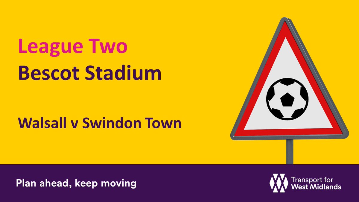 ⚽  <a href="/WFCOfficial/">Walsall FC</a> v <a href="/Official_STFC/">Swindon Town Football Club</a> tonight at the Bescot Stadium.

⌚ Kick off at 7:45 pm

🚗 Fans travelling to the match by car should be mindful of the planned #M6 J10 to J7 southbound closure post-match from around 10 pm.