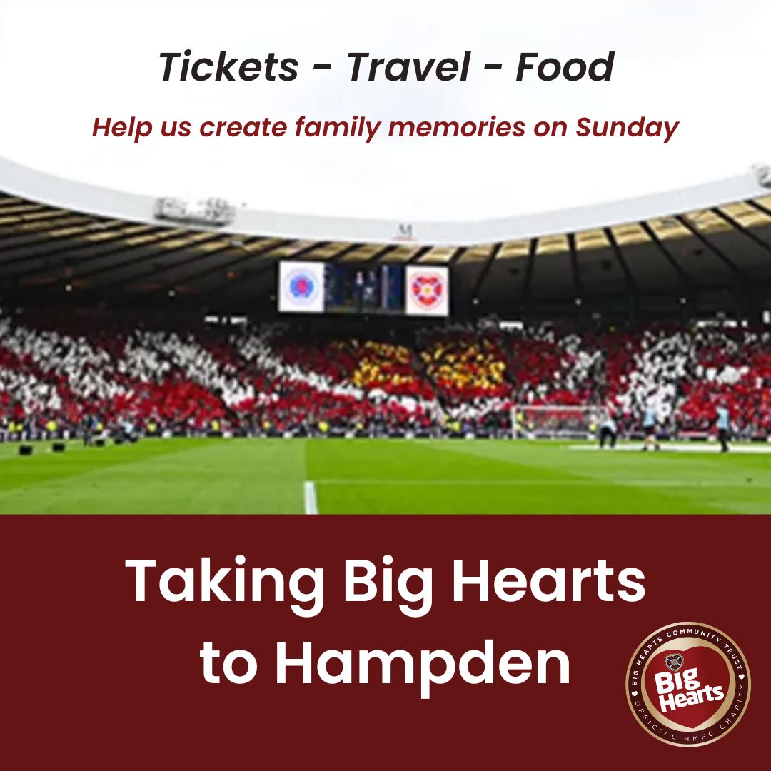 Absolutely blown-away by the outstanding support from Jambos since last night! 👏£8,000+ raised❤️ Our fundraiser for the semi-final has been set up to provide tickets & cover travel and food for those who couldn't get the chance to attend. 🎫bighearts.enthuse.com/cf/big-hearts-…