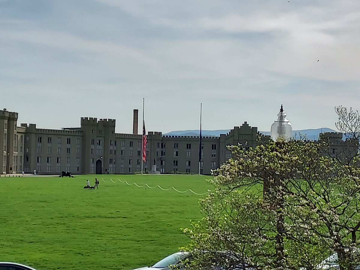 Yes, it's a beautiful view. Yes, the garrison holiday flags are lovely. Remember why the flags in VA are in mourning today.