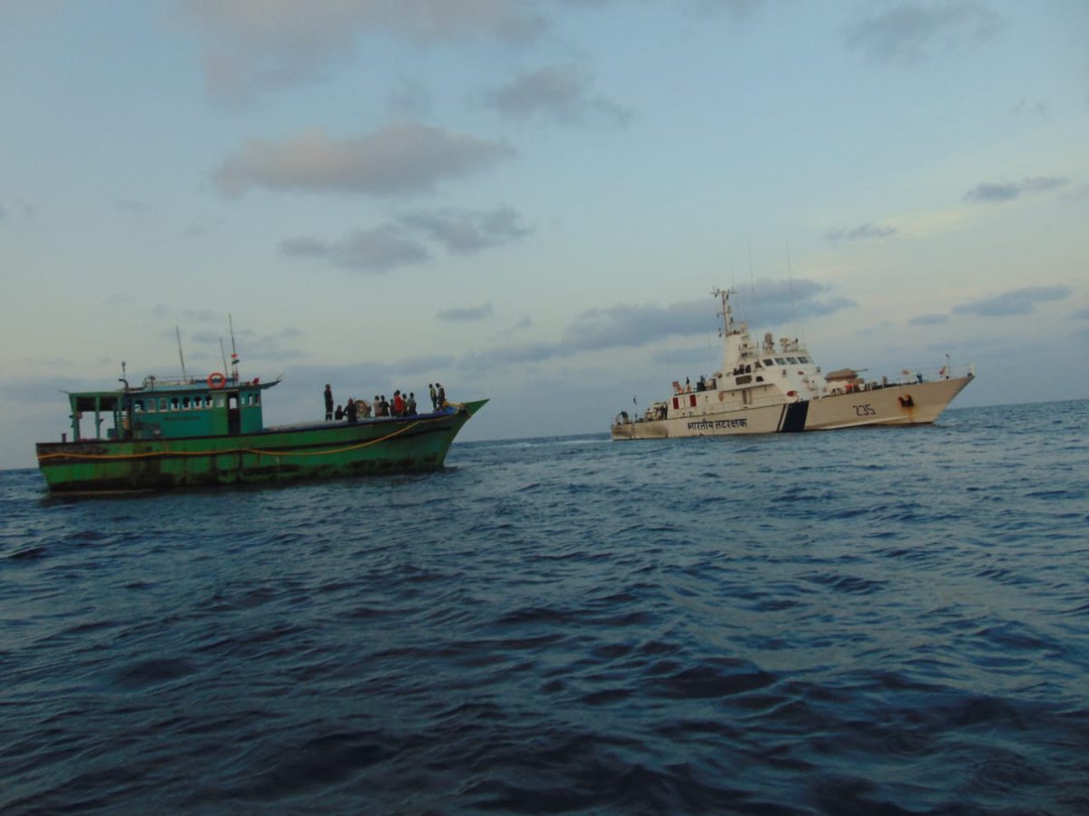 ICGS Savitribai Phule successfully rescued stranded fishing boat IFB Rosary off coast Karwar. #IADN