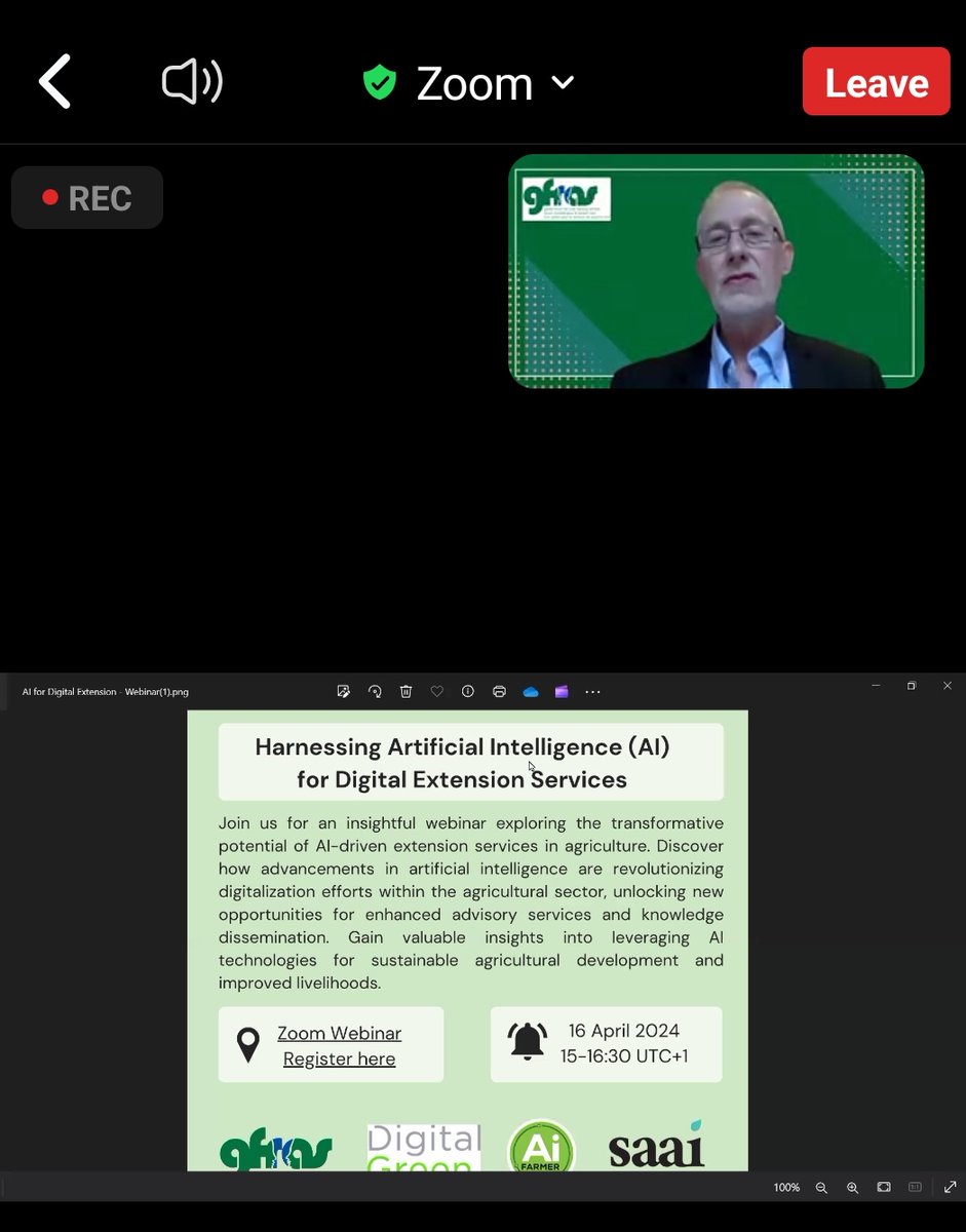 extensionedu's tweet photo. Happening now!Harnessing Artificial Intelligence for Digital Extension Services: an insightful webinar exploring the transformative potential of AI-driven extension services in agriculture. @infogfras @rasseaofficial https://t.co/hDqMpkE9YH