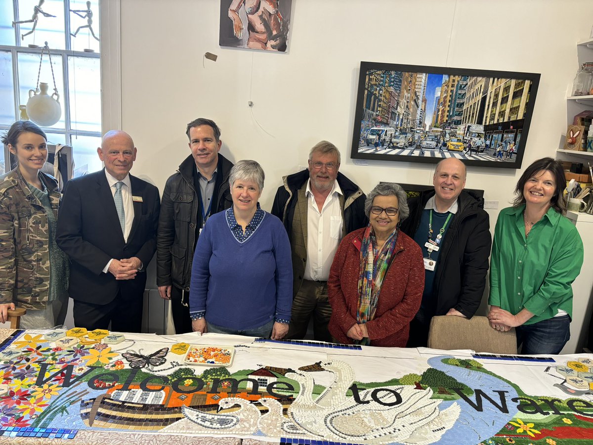 Great to get to Donna Reeves’ shop with our Steering Group who enjoyed a hands on experience with our Ware Mosaic project @GreaterAngliaPR @CommunityRail @AlwaysBeeYouCIO @WareTownCouncil @EastHerts @AmbitionBrox @BroxbourneBC @1stCommunities