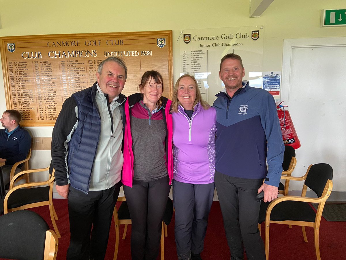 CanmoreGolfClub's tweet photo. A bright and cool day resulted in some good scoring by the 21 teams who took part in Masters Day.
Good Fun on the course and in The Club House. Congratulations to the winners and losers. Special thank you to our Green Keeping and Catering Teams.
#TheMasters2024 #golf #dunfermline https://t.co/fpp6ERomnh